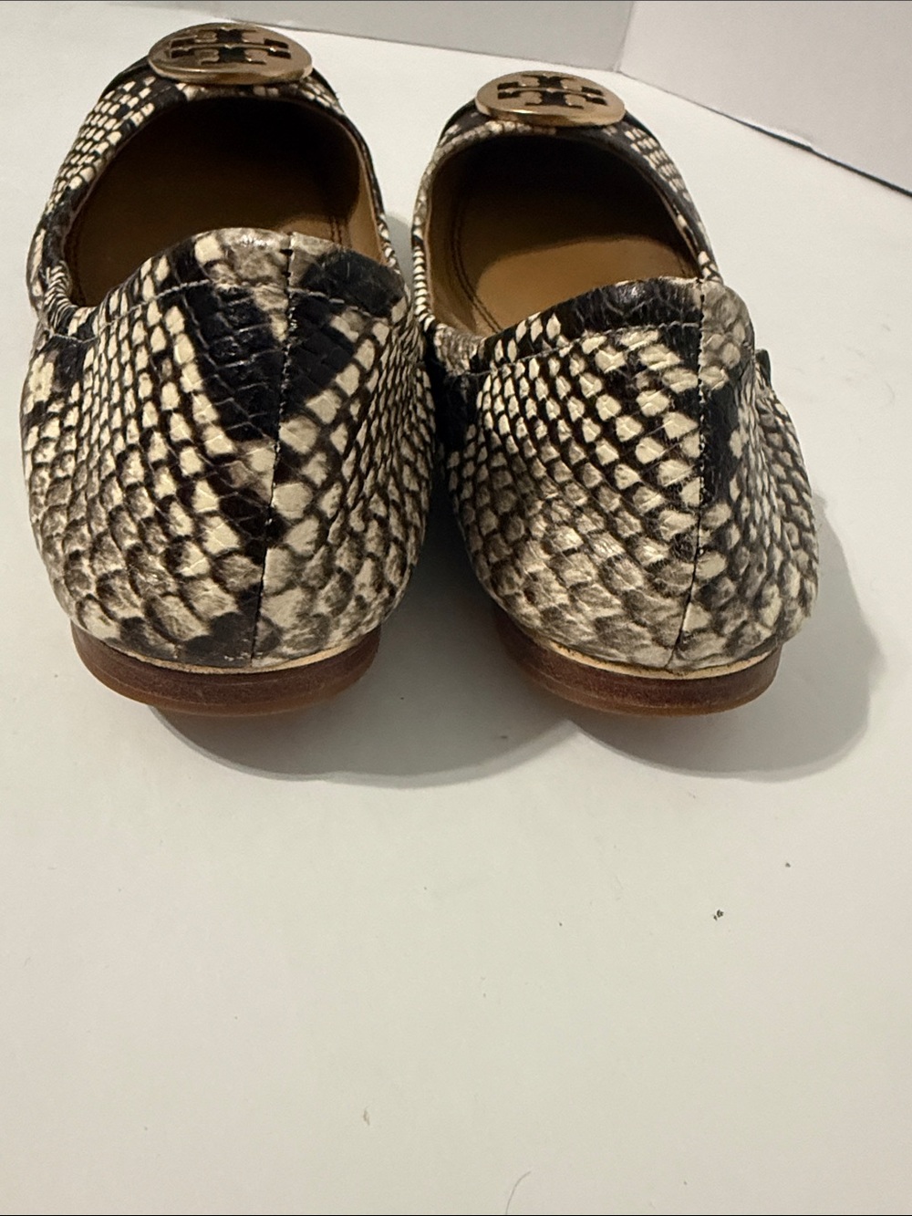Tory Burch Minnie Cap-Toe Python Embossed Leather Ballet Flats Size 38 US 7.5 - Picture 4 of 6